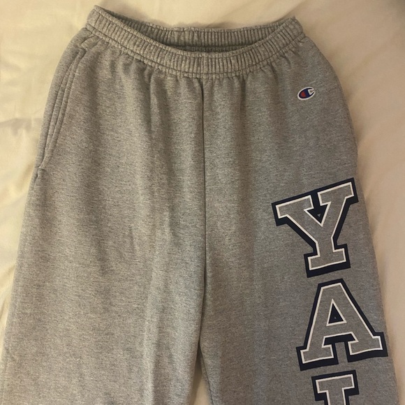 Yale Heather Grey Champion Powerblend Sweatpant banded - Picture 3 of 5